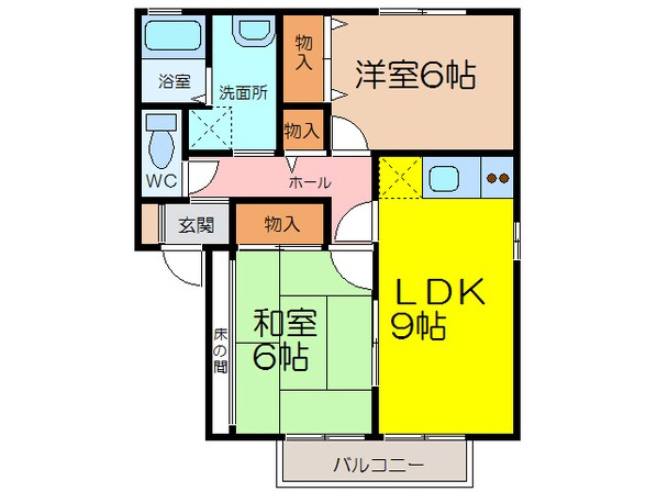 フローラK　Ａ棟の物件間取画像